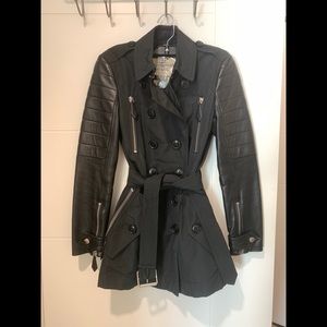 ❌SOLD New with tag Burberry 'Bransdale' Leather Sleeve Trench Coat trench size 2